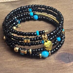 Black and Blue Beaded Bracelet